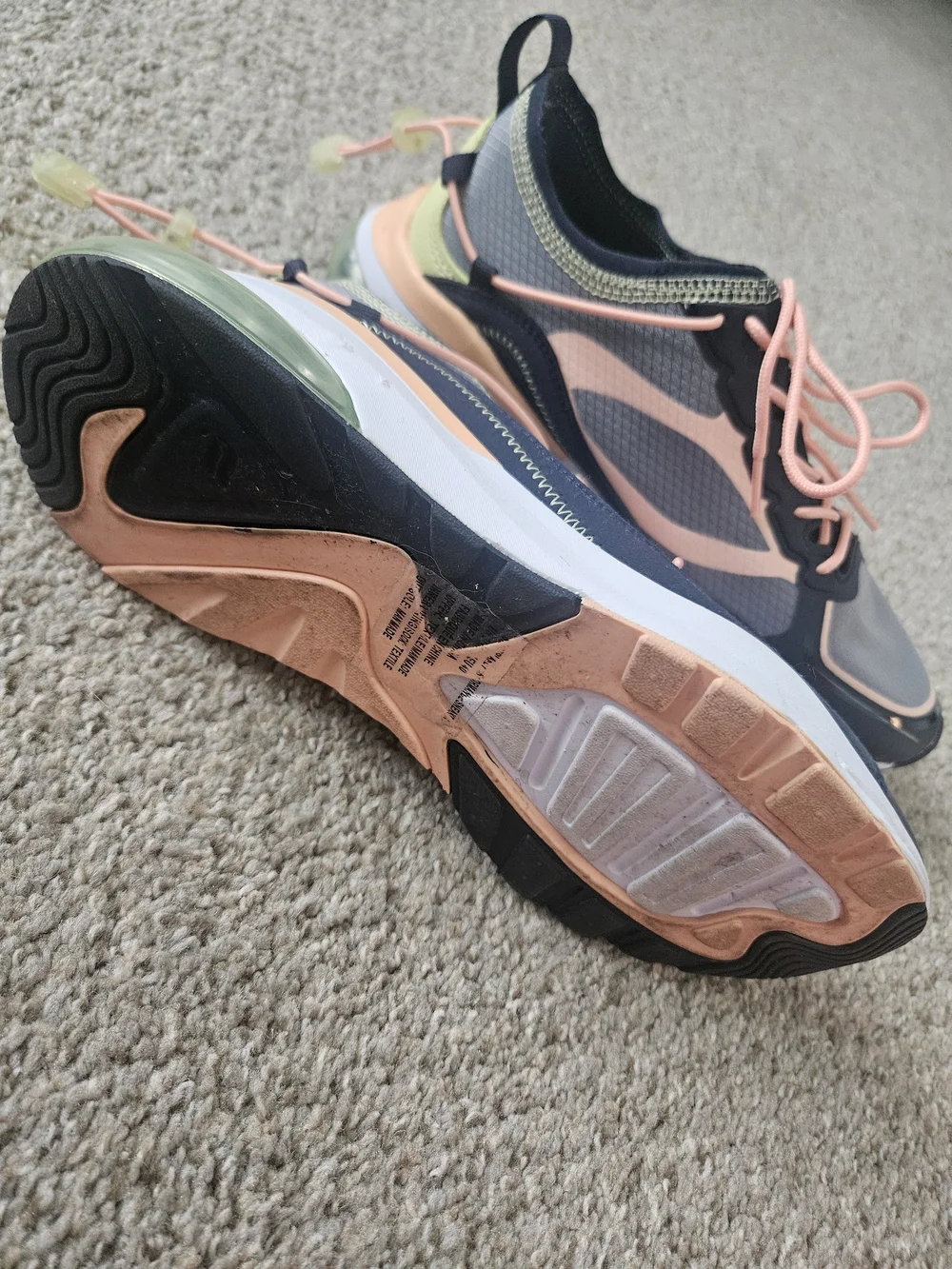 Fabletics Women's Gray and Peach Lace-Up Athletic Sneakers